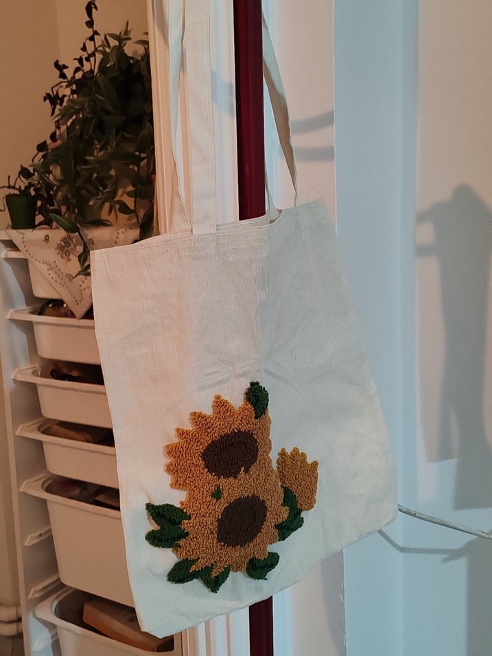 Ayçiçeği Nakışlı Bohem Kadın bez Çanta - Görsel 4