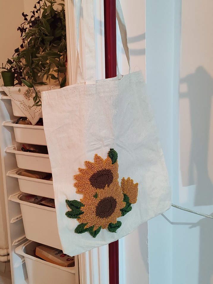 Ayçiçeği Nakışlı Bohem Kadın bez Çanta - Görsel 2