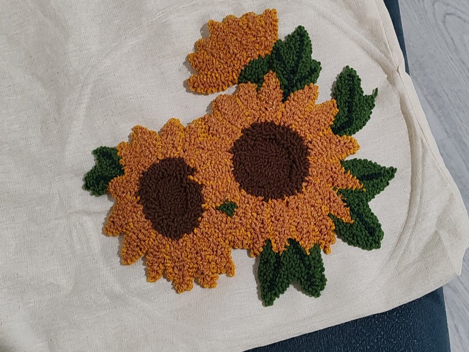 Ayçiçeği Nakışlı Bohem Kadın bez Çanta - Görsel 3