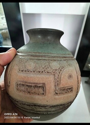 MISIRDAN ALINMA SERAMİK EL İŞİ VAZO 17CM