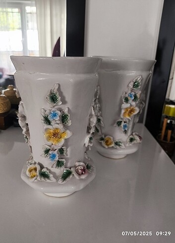 Diğer VİNTAGE VAZO 2 ADET 20CM