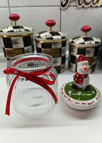 Renkli Kardan Adam Figürlü Cam Kavanoz - Görsel 2