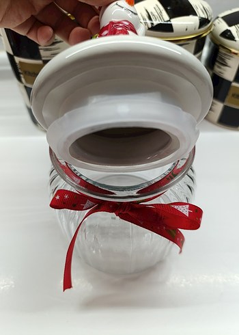 Renkli Kardan Adam Figürlü Cam Kavanoz - Görsel 3