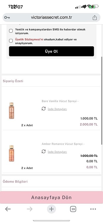 Beden Victoria secret vücut spreyi