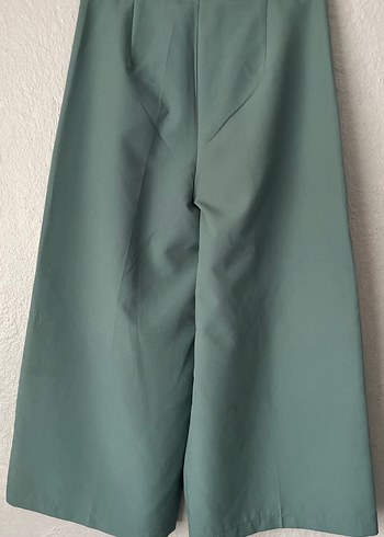 Kadın Yeşil Midi Salaş Kumaş Pantolon - Görsel 7