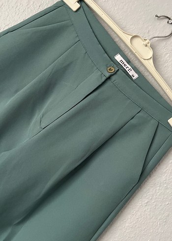 Kadın Yeşil Midi Salaş Kumaş Pantolon - Görsel 2