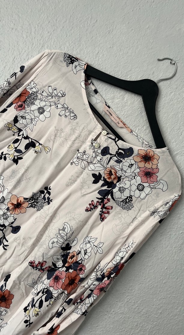 Bohem Çiçek Desenli V Yaka Uzun Kollu Tunik - Görsel 3