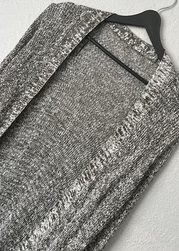 Gri Uzun Örgü Kadın Hırka - Görsel 6