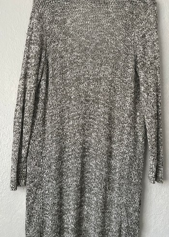 Gri Uzun Örgü Kadın Hırka - Görsel 8