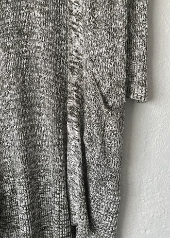 Gri Uzun Örgü Kadın Hırka - Görsel 4