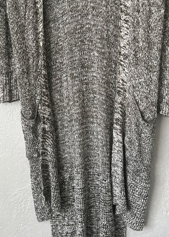 Gri Uzun Örgü Kadın Hırka - Görsel 2