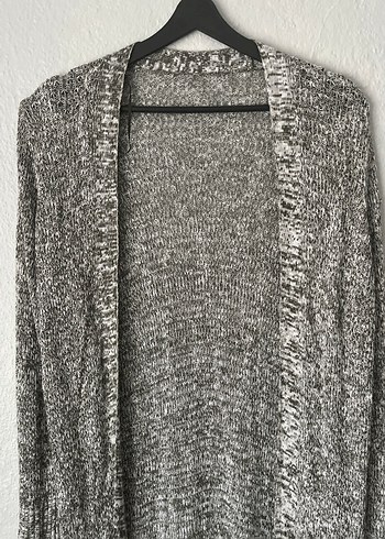 Gri Uzun Örgü Kadın Hırka - Görsel 5