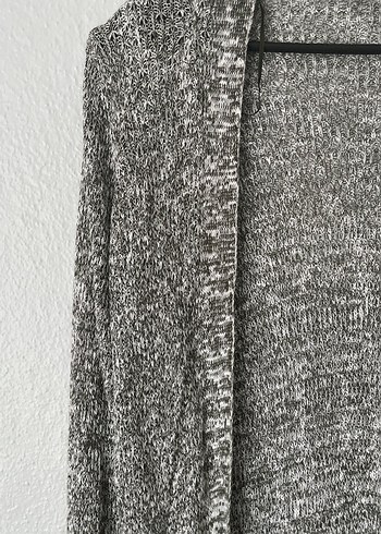 Gri Uzun Örgü Kadın Hırka - Görsel 7