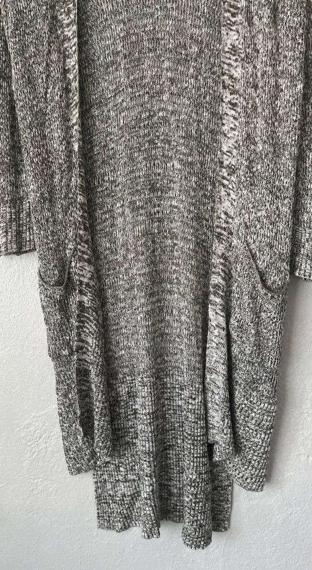 Gri Uzun Örgü Kadın Hırka - Görsel 2