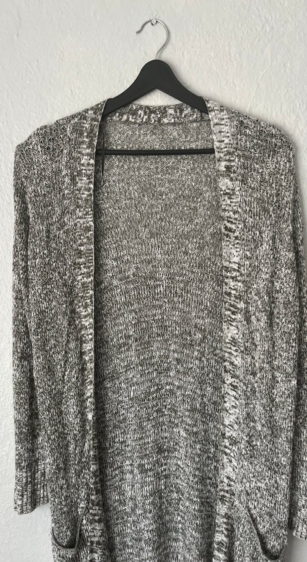 Gri Uzun Örgü Kadın Hırka - Görsel 5