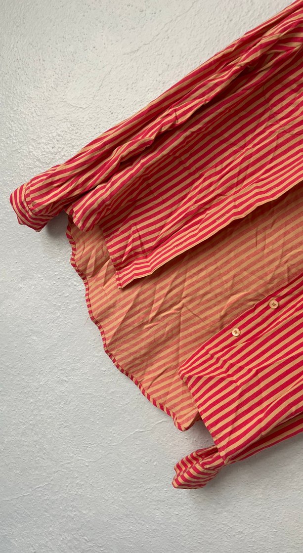 Uzun Kollu Pembe Çizgili Bohem Gömlek - Görsel 5