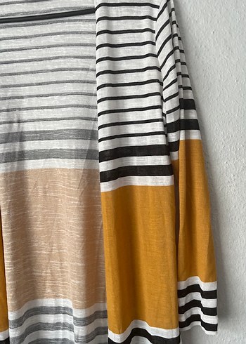 Uzun Kollu Bohem Çizgili Kadın Hırka - Görsel 4