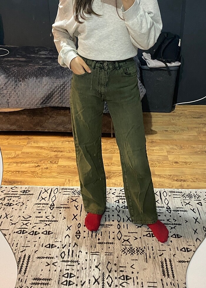 its basic haki kadın pantolon - Görsel 3