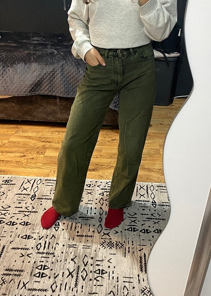 its basic haki kadın pantolon - Görsel 4