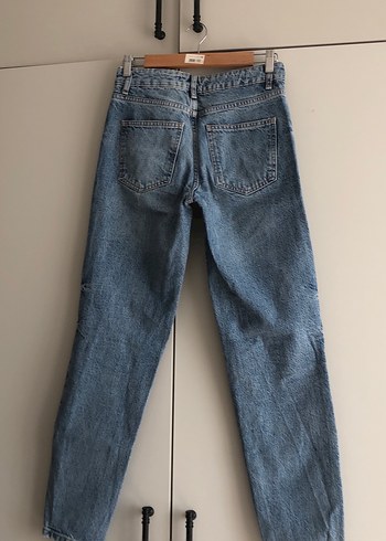 Zara Gri Tonlu Mavi Normal Kesim Kadın Denim Pantolon