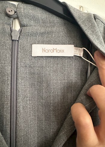 Gri Kemerli Midi Kalem Elbise - Görsel 5