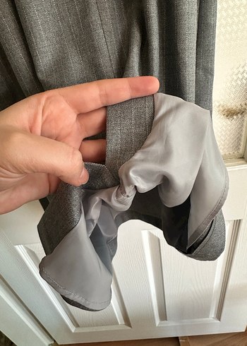 Gri Kemerli Midi Kalem Elbise - Görsel 7