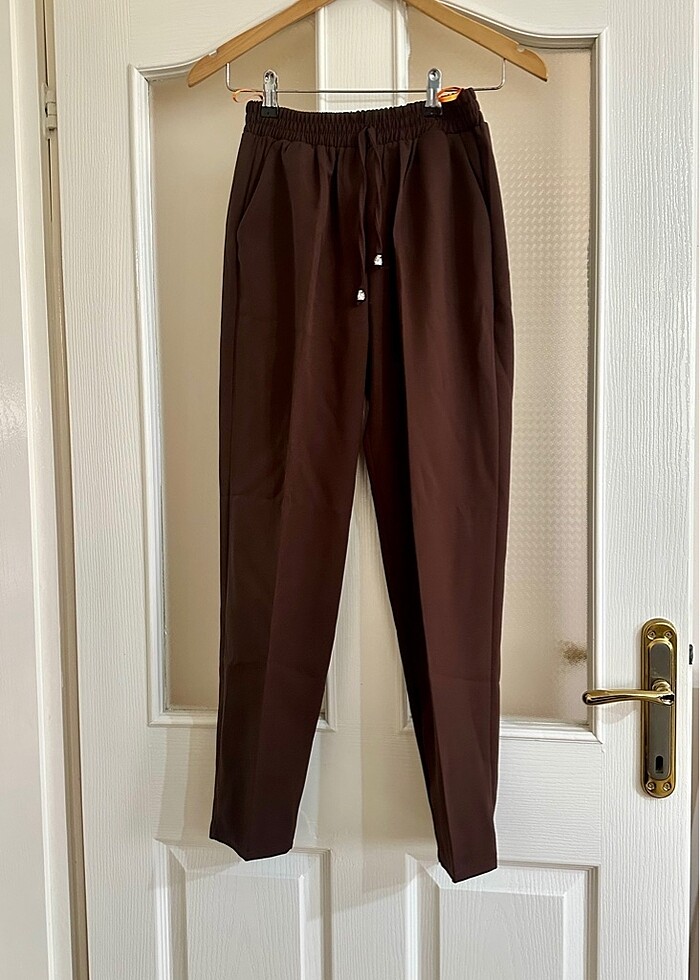 Kahverengi şık pantolon - Görsel 5