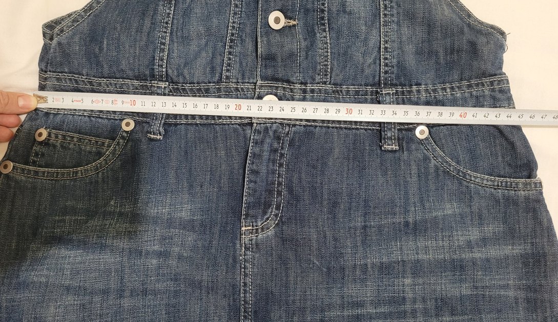 Kadın Lacivert Kemerli Kısa Denim Salopet - Görsel 3