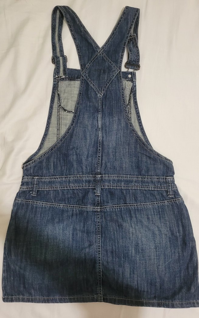 Kadın Lacivert Kemerli Kısa Denim Salopet - Görsel 2