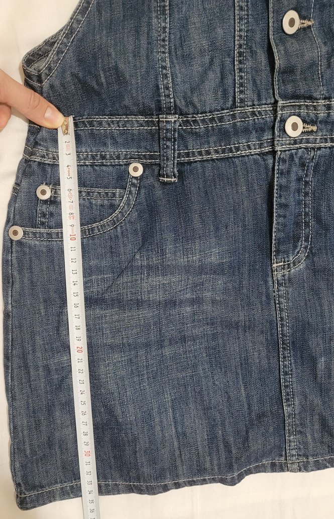 Kadın Lacivert Kemerli Kısa Denim Salopet - Görsel 4