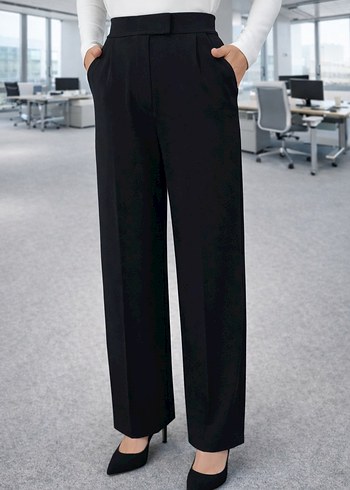 Likralı Cırt Kapama Yüksek Bel Geniş Paça Palazzo Pantolon - Görsel 2