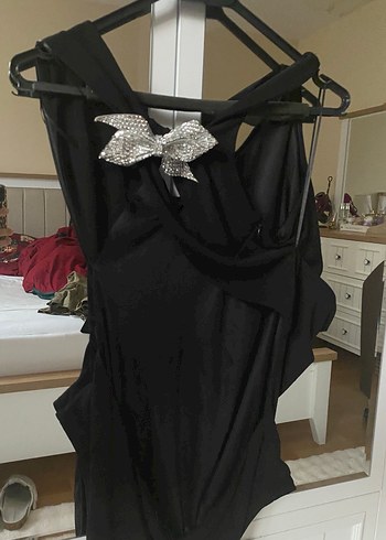 Drapeli Siyah Body - Görsel 4