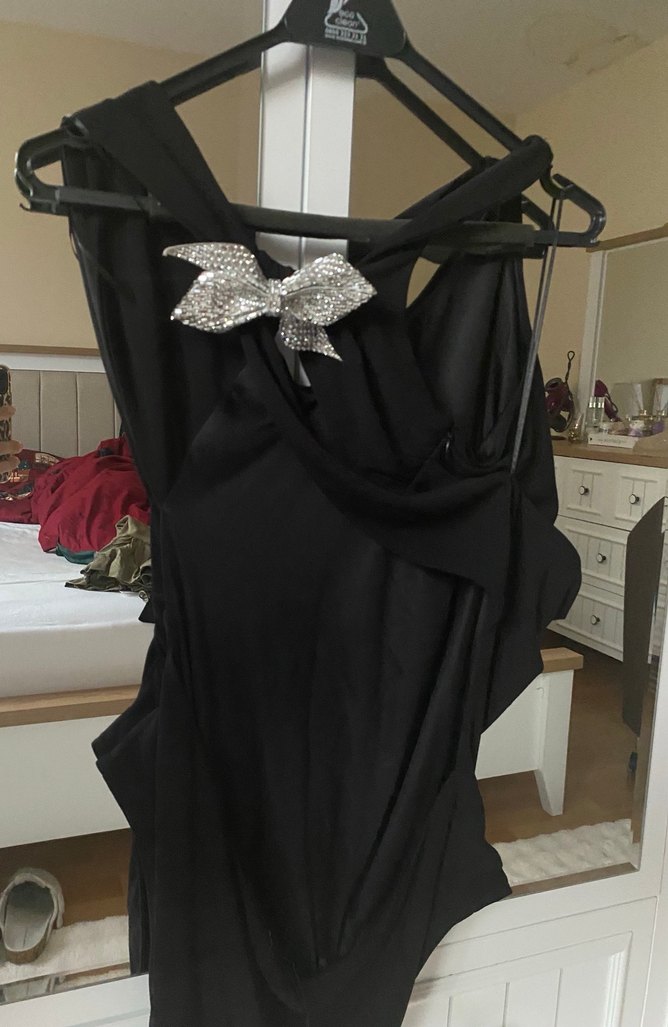 Drapeli Siyah Body - Görsel 4