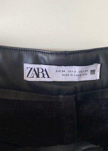 Düğmeli Siyah Deri Kadın Kumaş Pantolon - Görsel 5