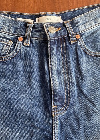 Düğmeli MNG Kadın Mavi Denim Jean - Görsel 3