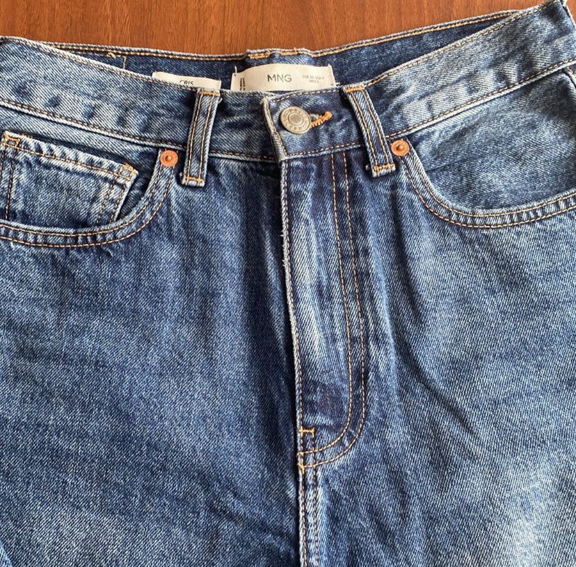 Düğmeli MNG Kadın Mavi Denim Jean - Görsel 3