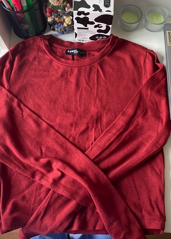 Kırmızı Kadın penye,Uzun Kollu, Dar Kesim - Görsel 2