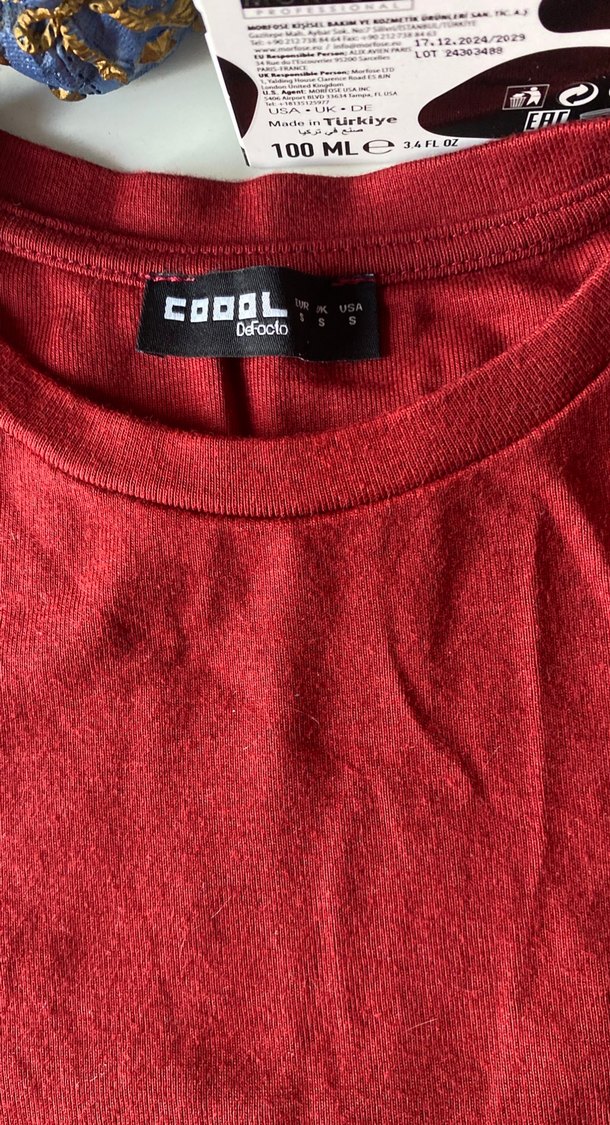 Kırmızı Kadın penye,Uzun Kollu, Dar Kesim - Görsel 3