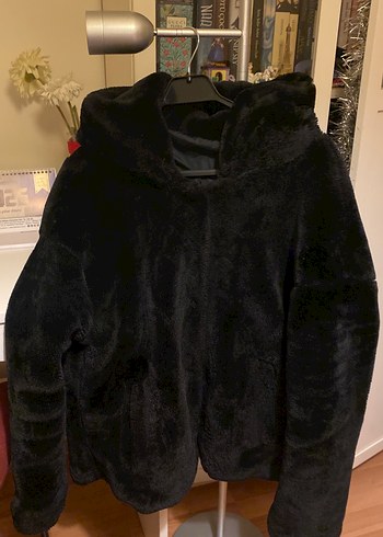 Siyah Kadın Peluş Mont - Görsel 3