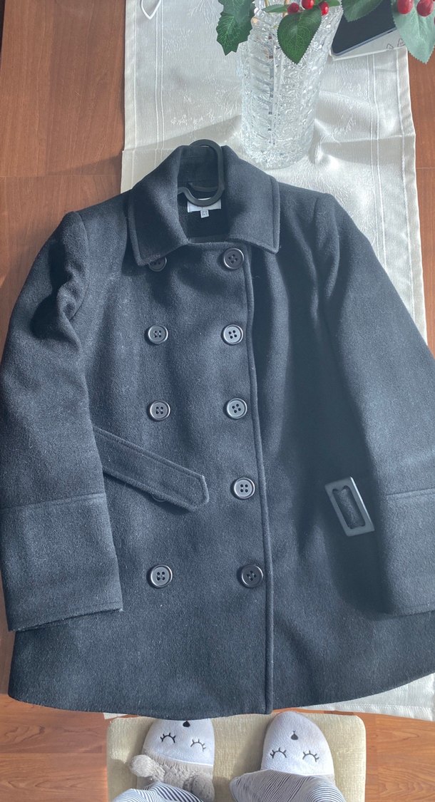 Siyah Çift Düğmeli Kaban - Görsel 4