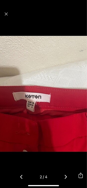 36 Beden kırmızı Renk Koton kumaş pantolon