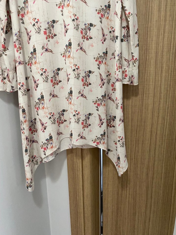 Uzun Bej Bohem Desenli Tunik - Görsel 5