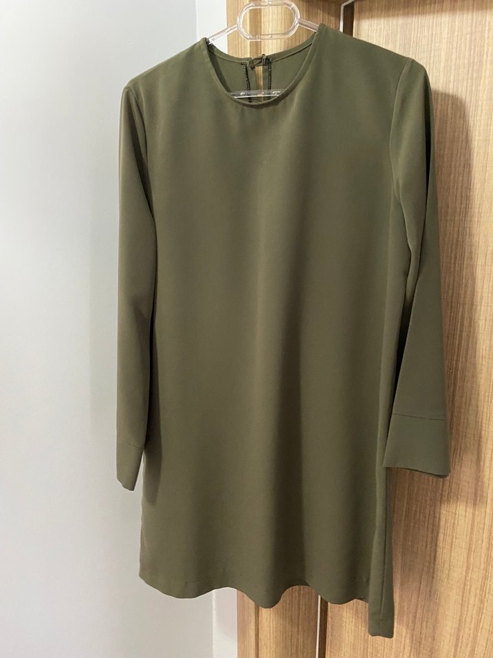 Kadın Haki Uzun Kollu Uzun Tunik - Görsel 2