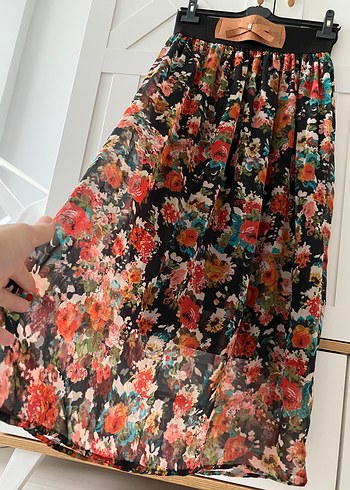 Çiçek Desenli Uzun Bohem Etek - Görsel 3