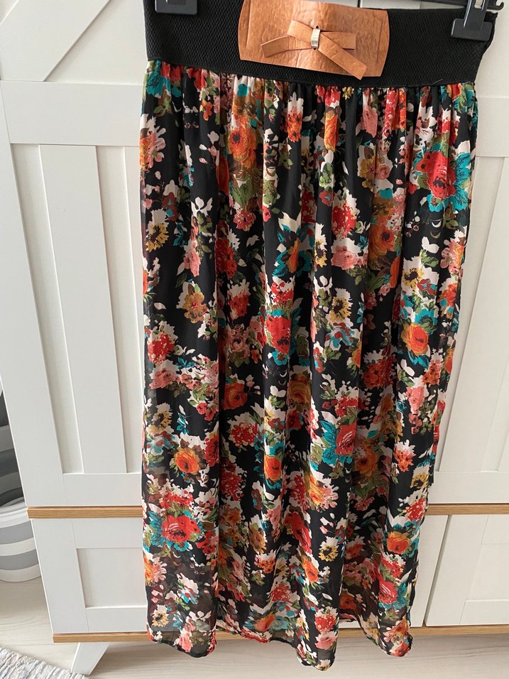 Çiçek Desenli Uzun Bohem Etek - Görsel 2
