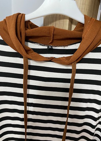 Çizgili Uzun Kollu Kadın Tunik ve Pantolon Takım - Görsel 4