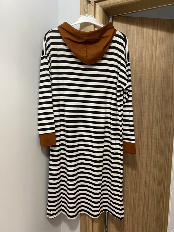 Çizgili Uzun Kollu Kadın Tunik ve Pantolon Takım - Görsel 2