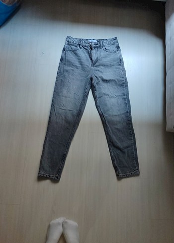 Gri mom jean Kadın Denim