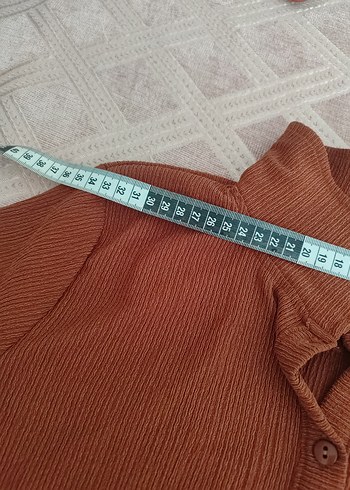 m Beden Düğmeli Kısa Kollu Kiremit Gömlek