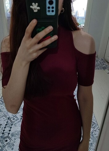 s Beden Bordo kısa elbise